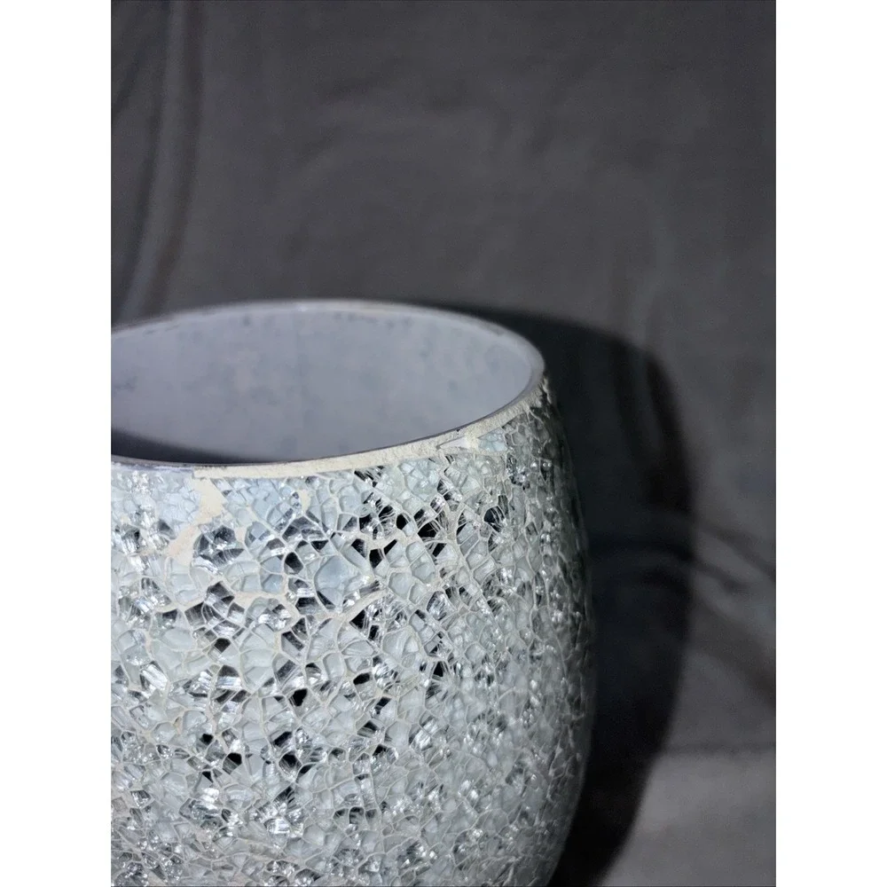 Mosaic Silver White Crackle Glass Table Lamp 10